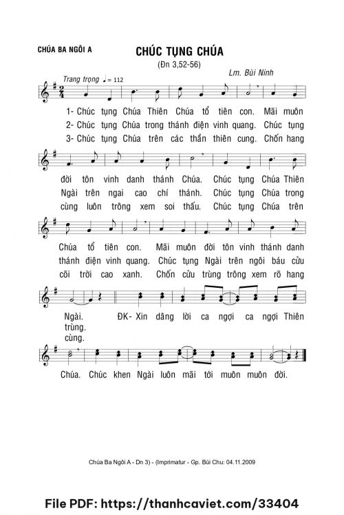 Chúc tụng Chúa - Lm. Bùi Ninh - trang 1