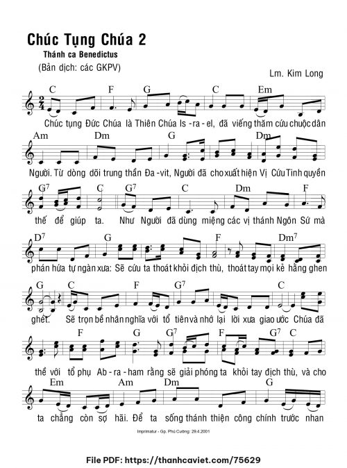 Chúc tụng Chúa 2 - Lm. Kim Long - trang 1