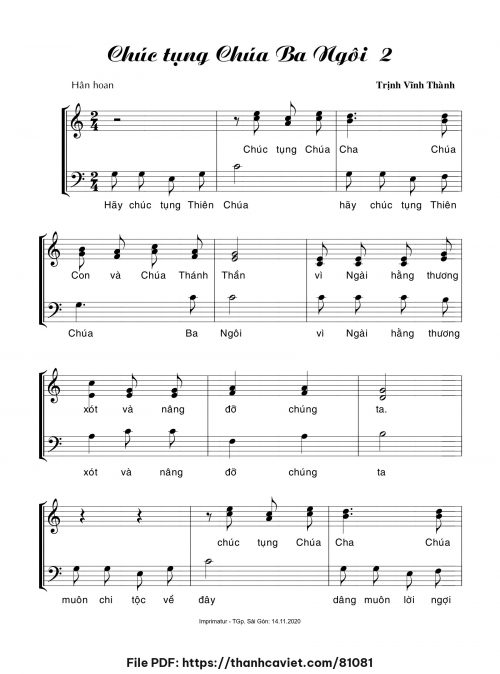 Chúc tụng Chúa Ba Ngôi 2 - Trịnh Vĩnh Thành - trang 1