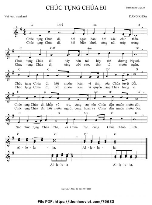 Chúc tụng Chúa đi - Đăng Khoa - trang 1