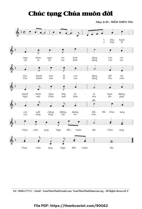 Chúc tụng Chúa muôn đời - Trầm Thiên Thu - trang 1