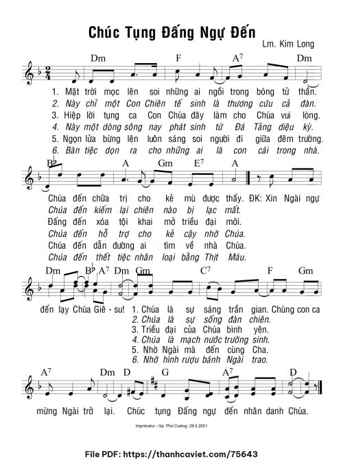 Chúc tụng Đấng ngự đến - Lm. Kim Long - trang 1