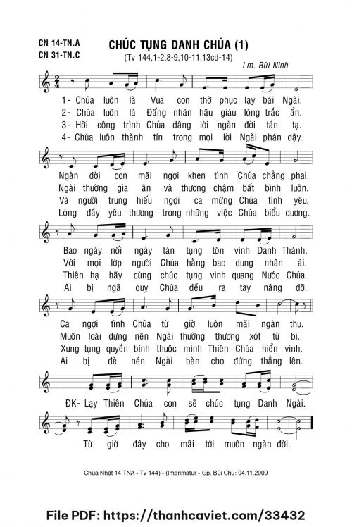 Chúc tụng danh Chúa 1 - Lm. Bùi Ninh - trang 1