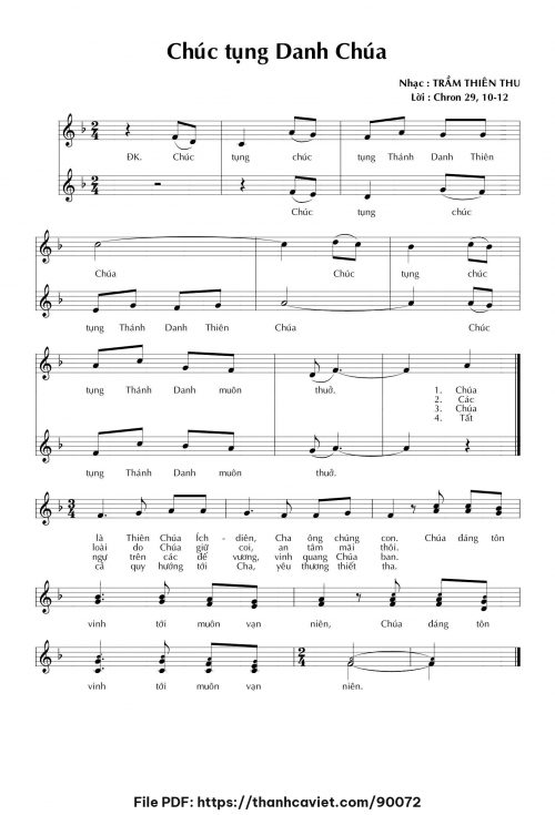 Chúc tụng danh Chúa - Trầm Thiên Thu - trang 1
