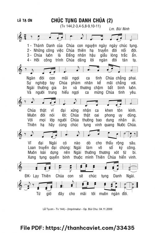 Chúc tụng danh Chúa 2 - Lm. Bùi Ninh - trang 1