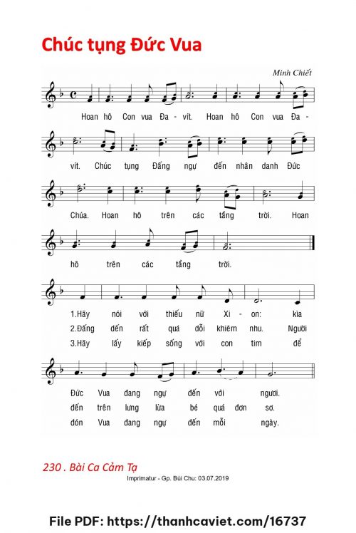 Chúc tụng Đức Vua - Lm. Minh Chiết - trang 1
