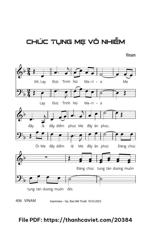 Chúc tụng Mẹ Vô Nhiễm - Vinam - trang 1