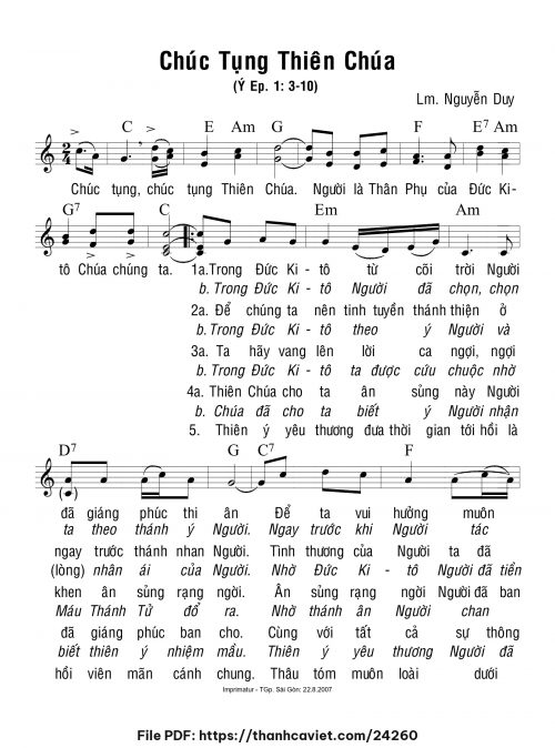 Chúc tụng Thiên Chúa - Lm. Nguyễn Duy - trang 1