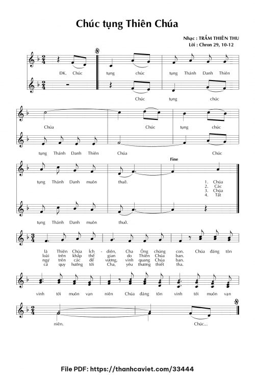 Chúc tụng Thiên Chúa - Trầm Thiên Thu - trang 1