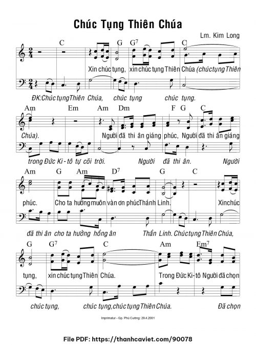 Chúc tụng Thiên Chúa - Lm. Kim Long - trang 1