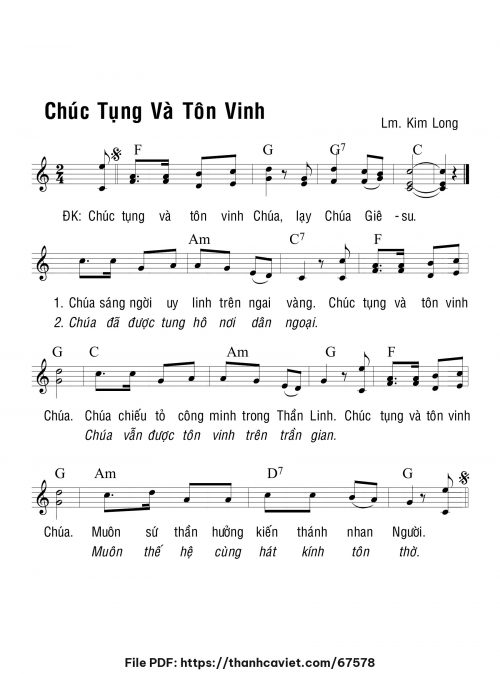 Chúc tụng và tôn vinh - Lm. Kim Long - trang 1