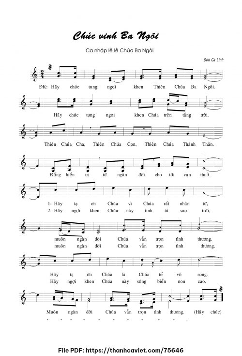 Chúc vinh Ba Ngôi - Lm. Sơn Ca Linh - trang 1