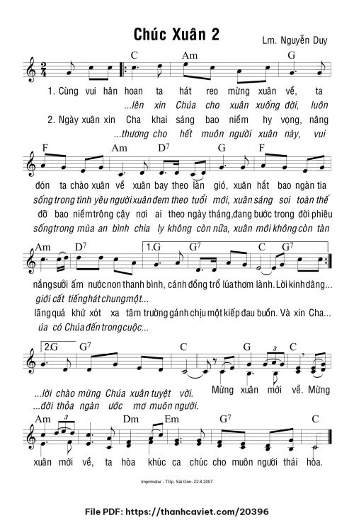 Chúc xuân 2 - Lm. Nguyễn Duy - trang 1