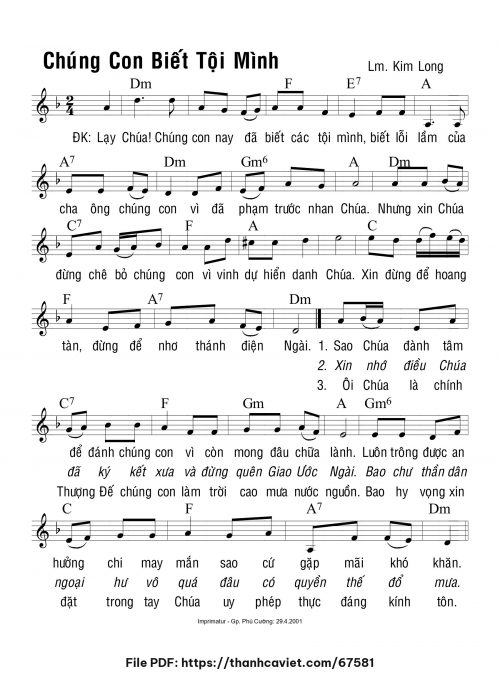 Chúng con biết tội mình - Lm. Kim Long - trang 1