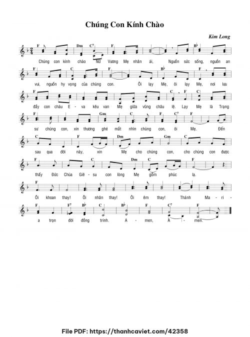 Chúng con kính chào - Lm. Kim Long - trang 1