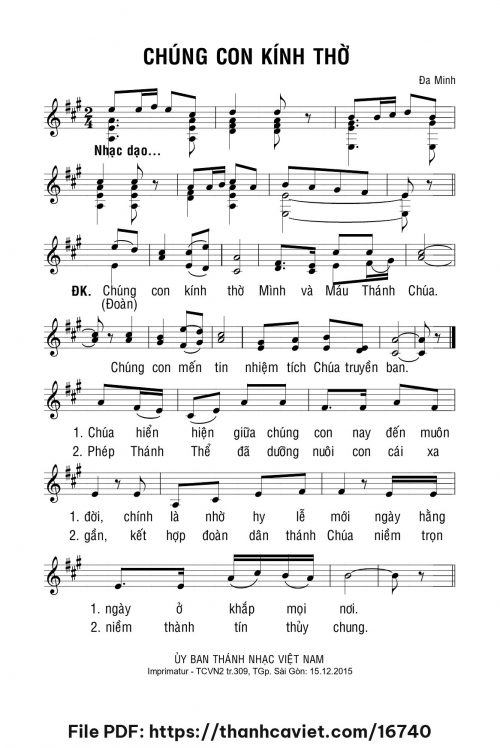 Chúng con kính thờ - Đa Minh - trang 1