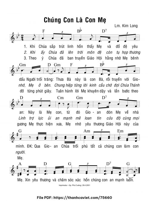 Chúng con là con Mẹ - Lm. Kim Long - trang 1