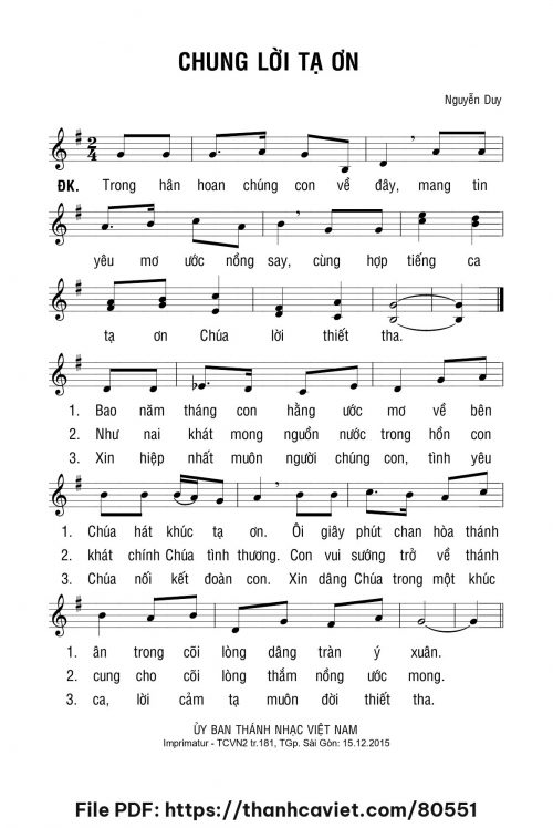 Chung lời tạ ơn - Lm. Nguyễn Duy - trang 1