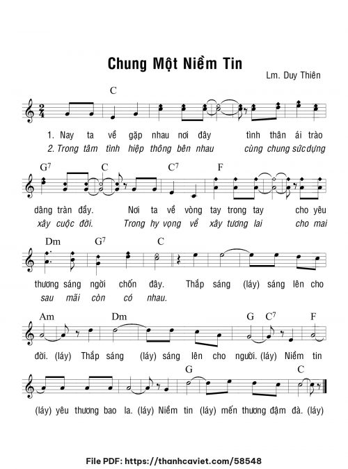 Chung một niềm tin - Lm. Duy Thiên - trang 1