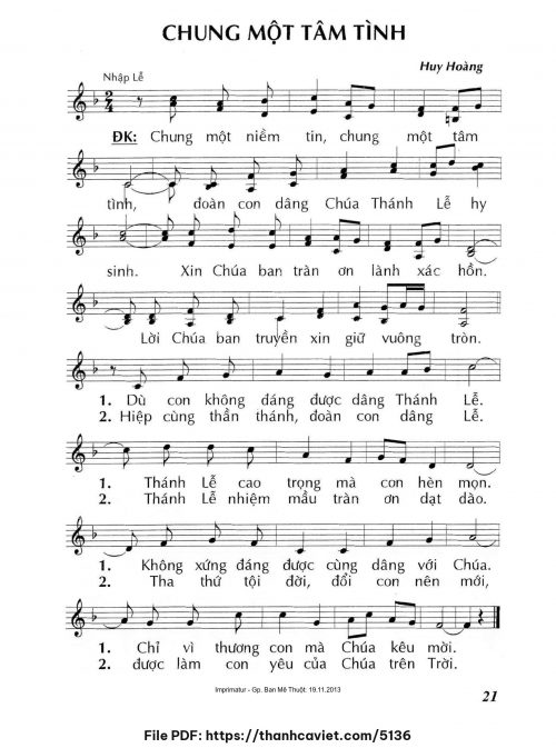 Chung một tâm tình - Lm. Huy Hoàng - trang 1