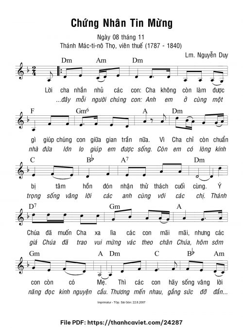 Chứng nhân Tin Mừng - Lm. Nguyễn Duy - trang 1