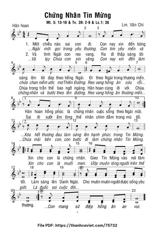 Chứng nhân Tin Mừng - Lm. Văn Chi - trang 1