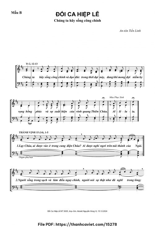 Chúng ta hãy sống công chính - Tiến Linh - trang 1