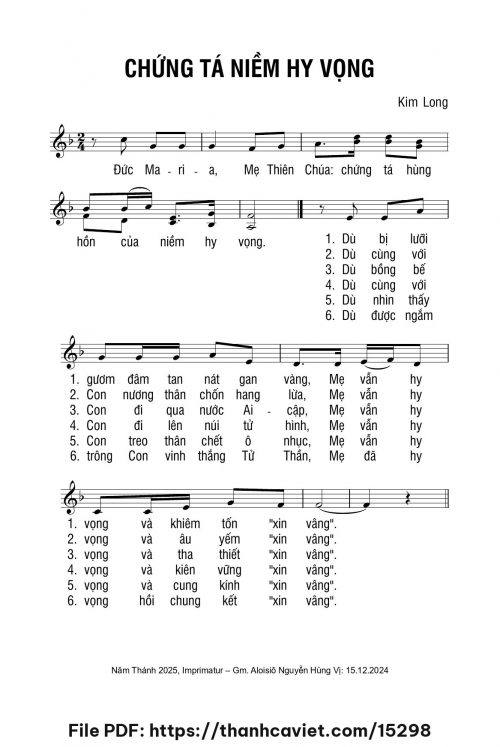 Chứng ta niềm hy vọng - Lm. Kim Long - trang 1