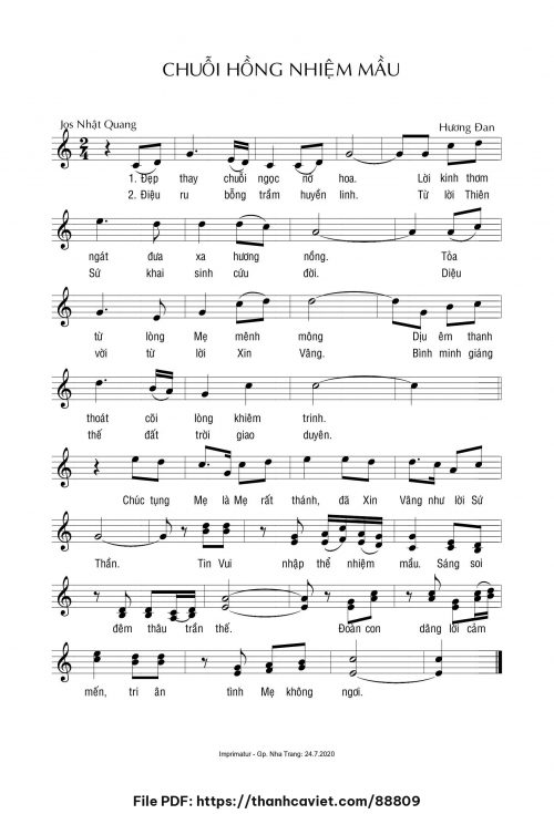 Chuỗi hồng nhiệm mầu - Sr. Hương Đan - Thơ: Jos Nhật Quang - trang 1