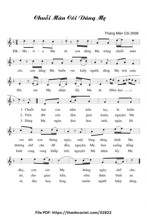 Chuỗi mân côi dâng Mẹ - Lm. Nguyên Lễ - trang 1