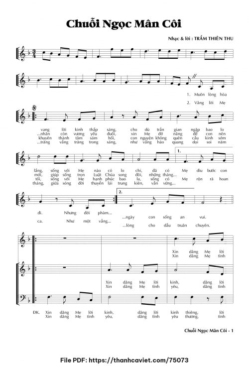 Chuỗi ngọc Mân Côi - Trầm Thiên Thu - trang 1