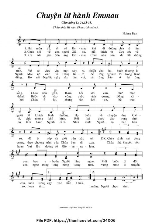 Chuyện lữ hành Emmau - Hoàng Đan - trang 1