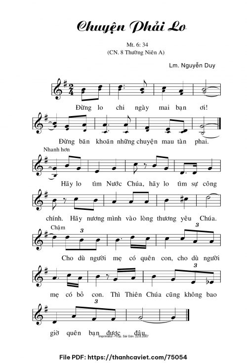 Chuyện phải lo - Lm. Nguyễn Duy - trang 1