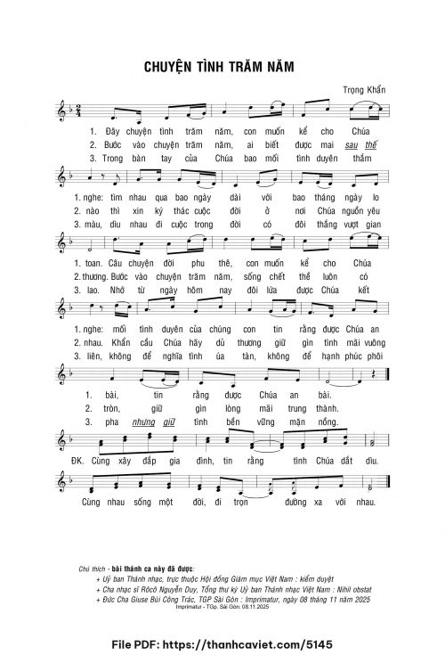 Chuyện tình trăm năm - Lm. Trọng Khẩn - trang 1