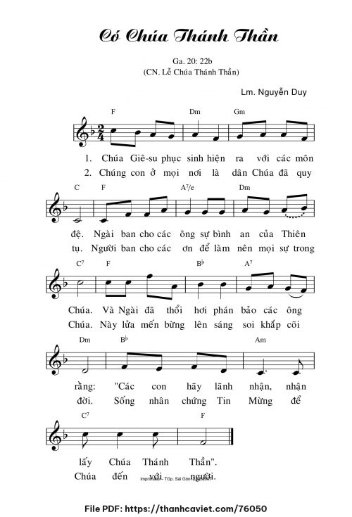 Có Chúa Thánh Thần - Lm. Nguyễn Duy - trang 1