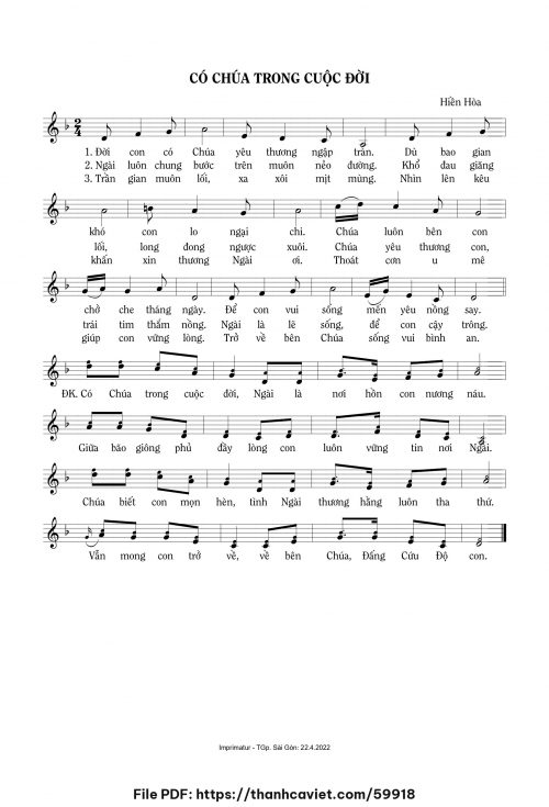Có Chúa trong cuộc đời - Sr. Hiền Hòa - trang 1
