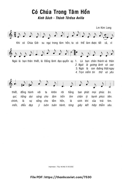 Có Chúa trong tâm hồn - Lm. Kim Long - trang 1