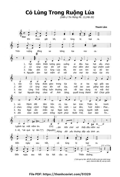 Cỏ lùng trong ruộng lúa - Thanh Lâm (Song Mộc) - trang 1