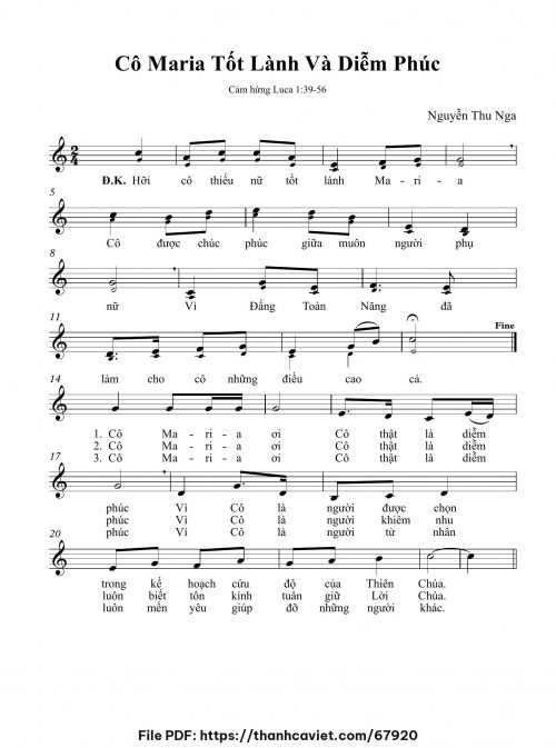 Cô Maria tốt lành và diễm phúc - Nguyễn Thu Nga - trang 1