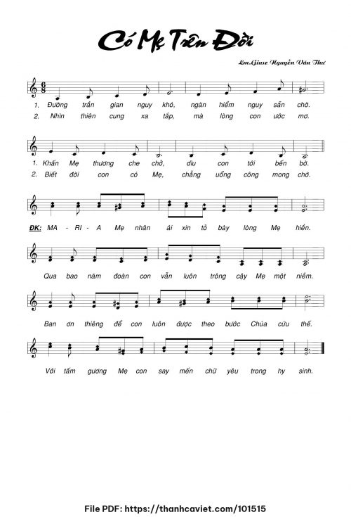 Có Mẹ trên đời - Lm. Nguyễn Văn Thư - trang 1