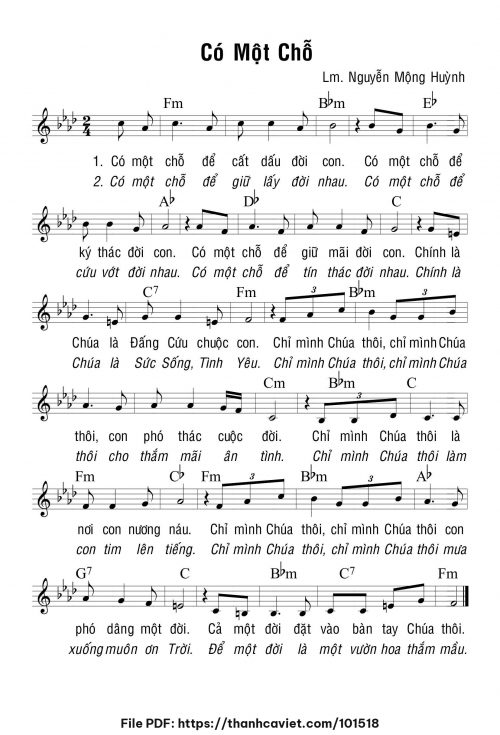 Có một chỗ - Lm. Nguyễn Mộng Huỳnh - trang 1