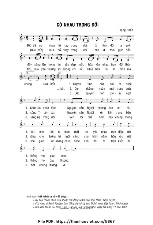 Có nhau trong đời - Lm. Trọng Khẩn - trang 1