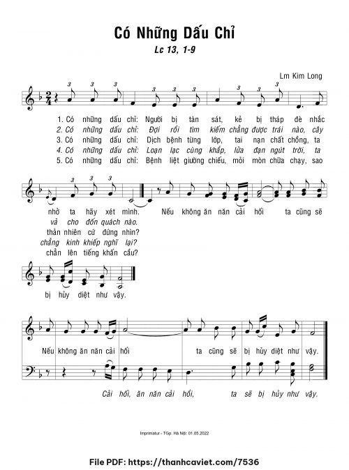 Có những dấu chỉ - Lm. Kim Long - trang 1