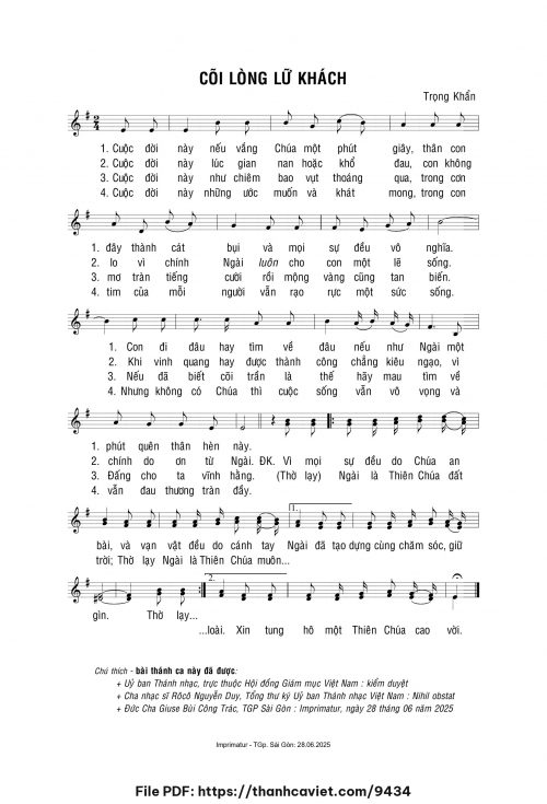 Cõi lòng lữ khách - Lm. Trọng Khẩn - trang 1