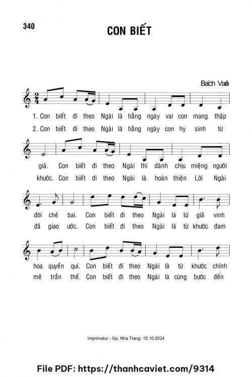Con biết - Lm. Bạch Vân - trang 1