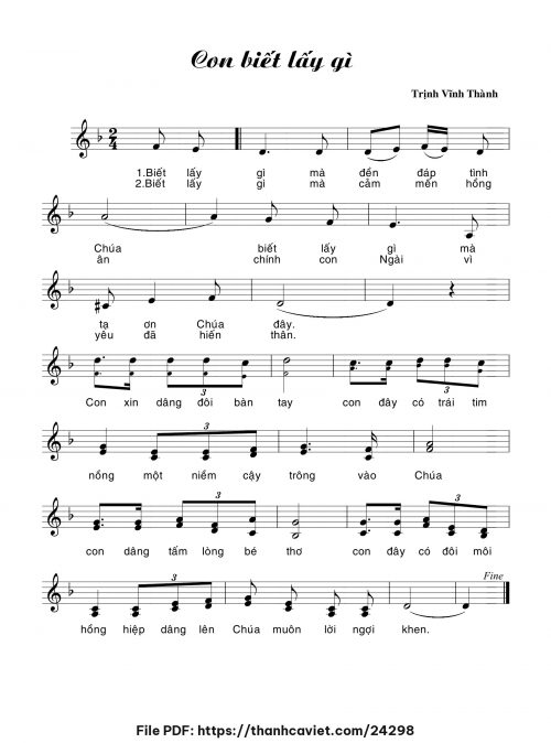 Con biết lấy gì - Trịnh Vĩnh Thành - trang 1