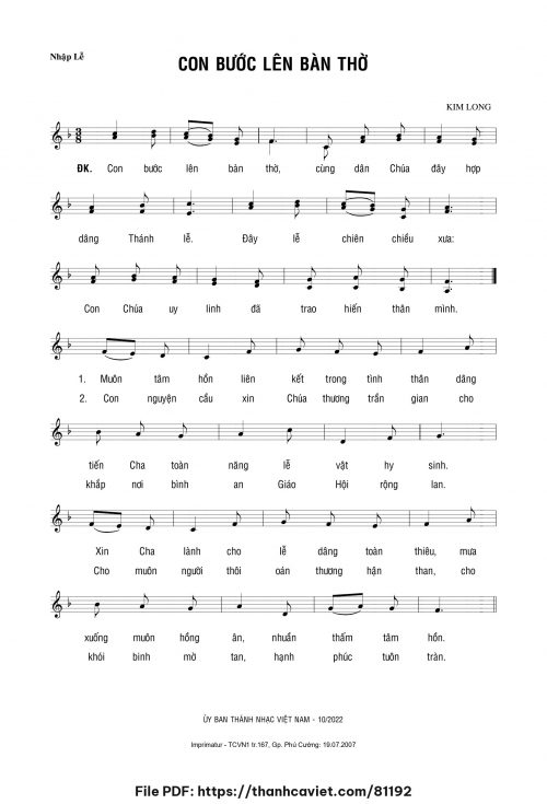 Con bước lên bàn thờ - Lm. Kim Long - trang 1