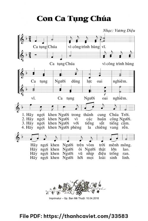 Con ca tụng Chúa - Lm. Vương Diệu - trang 1