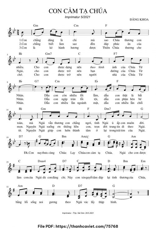 Con cảm tạ Chúa - Đăng Khoa - trang 1