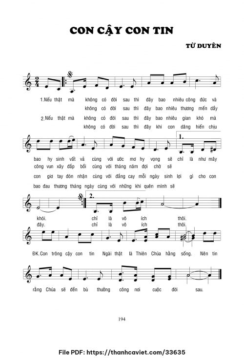 Con cậy con tin - Lm. Từ Duyên - trang 1